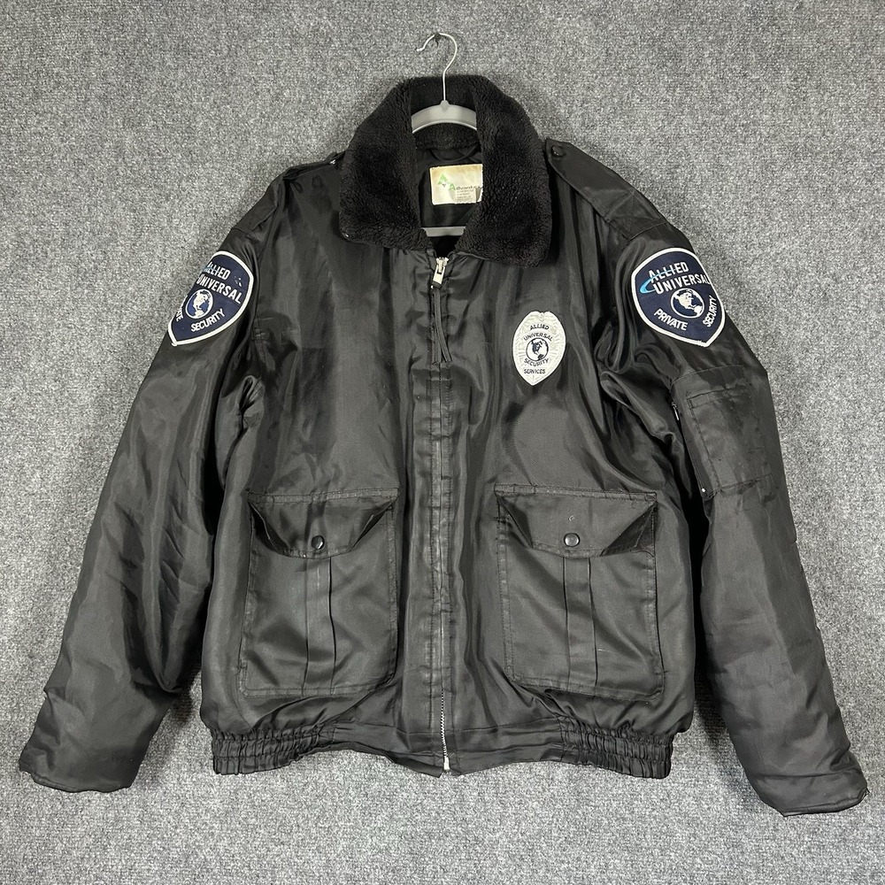 ALLIED UNIVERSAL Security Services Jacket Adult Large Black Coat Bomber Quilted